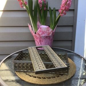 Elegant StyleBuilt Braided Silver Metal Flat Tissue Box 2002